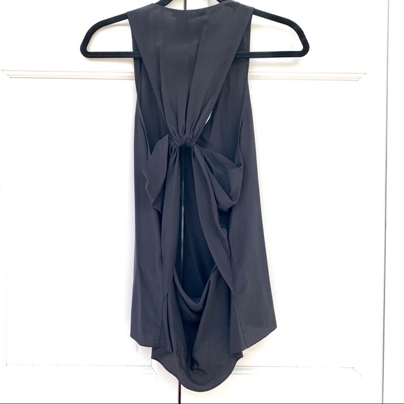 Jay Godfrey Black Silk Tank Top with Twisted Back - Picture 4 of 11